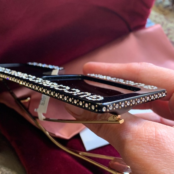 SOLD⛔️Authentic GUCCI 60 Rectangular "Hollywood collection " crystals acetate - Picture 13 of 16